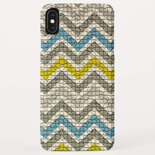 WHITE YELLOW GREY BLUE MOSAIC CHEVRONS iPhone XS MAX CASE