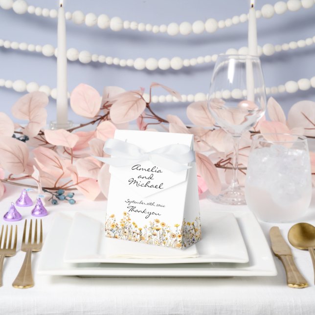 White Yellow Meadow Wildflowers Wedding Favor Boxes (Wedding)