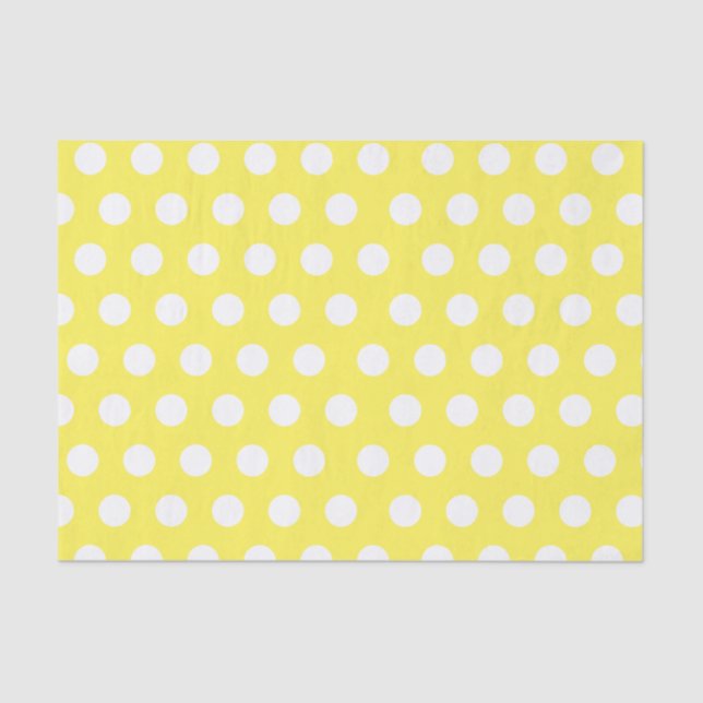 White & Yellow Medium Polka Dot Party Tissue Paper (Front)