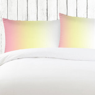 White Yellow Pink Modern Ombre Gradient Pillow Case