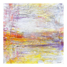 White Yellow Pink Textured Abstract Painting