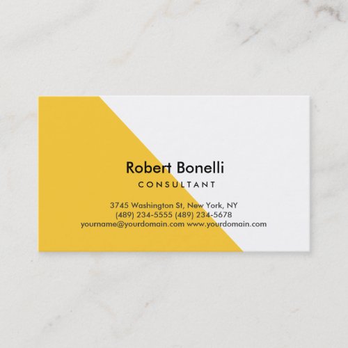 White Yellow Plain Modern Consultant Business Card
