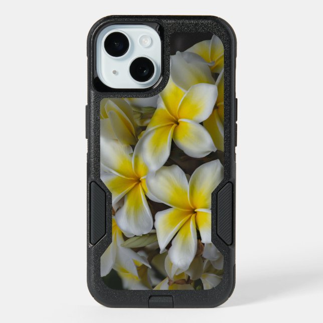 White Yellow Plumeria iPhone 15 Case (Back)
