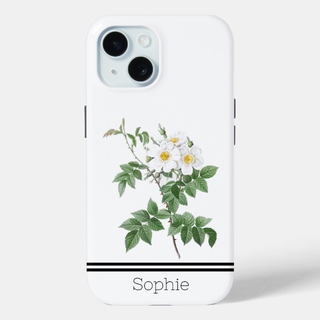 White & Yellow Rose Watercolor Custom Case-Mate iPhone Case (Back)