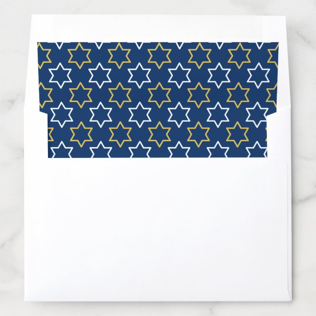 White yellow star of davidhanukkah holiday envelope liner (In Envelope)