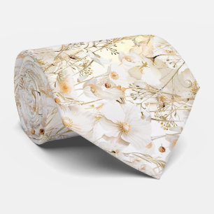 white yellow wildflowers neck tie