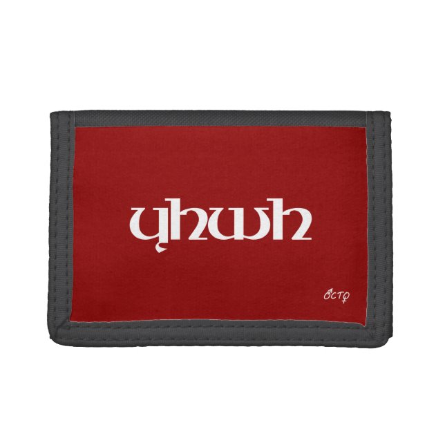 White Yhwh Typography Trifold Wallet (Front)