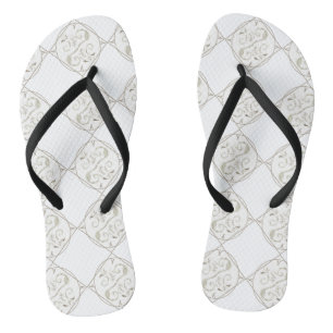 white ying yang dragon women flip flops