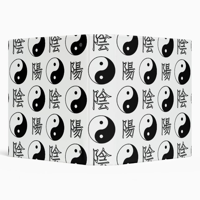 White Yinyang Symbol Chinese Pattern 3 Ring Binder (Background)