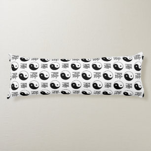 White Yinyang Symbol Chinese Pattern Body Pillow