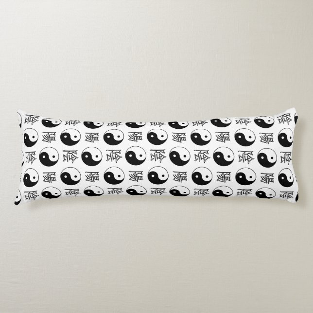 White Yinyang Symbol Chinese Pattern Body Pillow (Front)