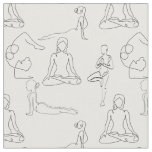 white yoga positions line drawings fabric