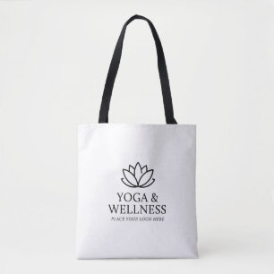 White Yoga Studio Logo Tote Bag Promotional Merch