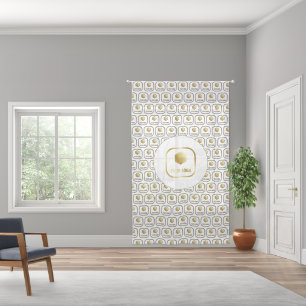 White Your Logo Pattern Small Business Decor Sheer Curtains