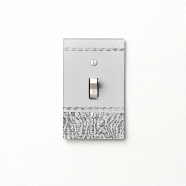White Zebra Sparkle Sequins Glam Elegant Modern Light Switch Cover (In Situ)