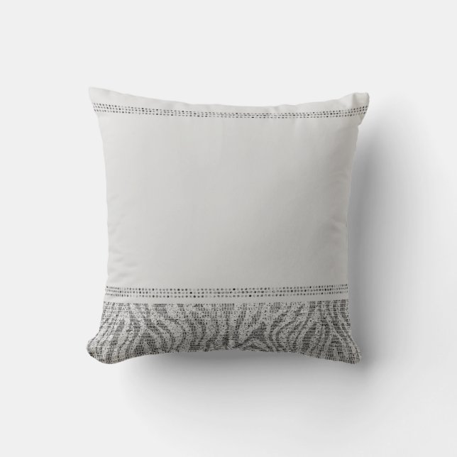 White Zebra Sparkle Sequins Glam Modern Chic Throw Pillow (Front)