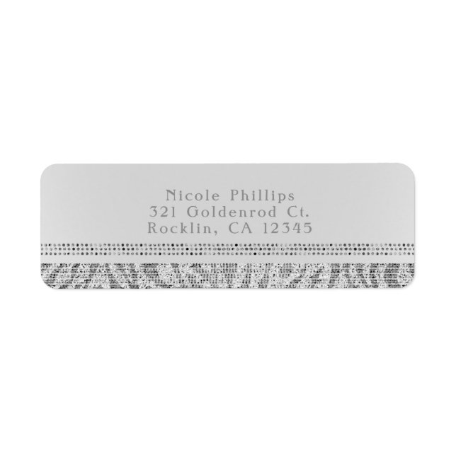 White Zebra Sparkle Sequins Glam Party Invitation Label (Front)