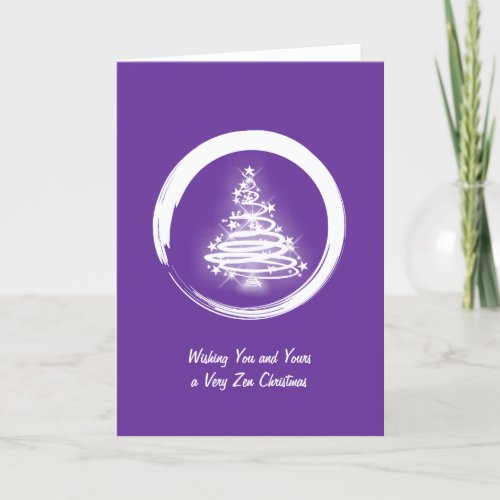 White Zen Christmas Tree Holiday Card