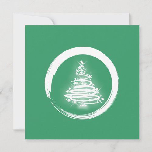 White Zen Christmas Tree Holiday Card