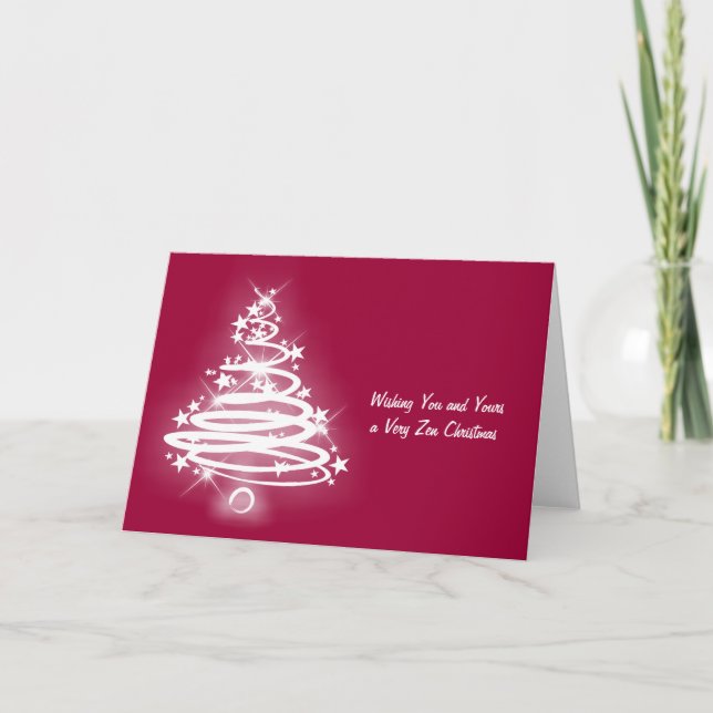 White Zen Christmas Tree Holiday Card (Front)