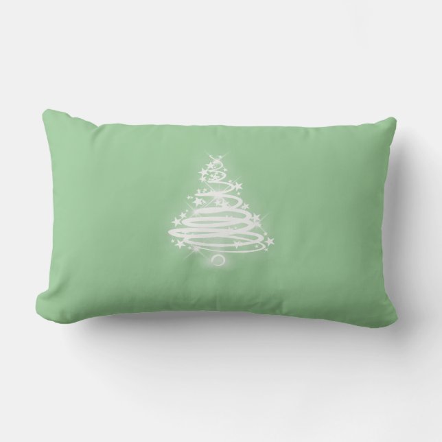 White Zen Christmas Tree Lumbar Pillow (Front)