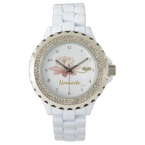  White Zen Namaste Pink Lotus Flower Spiritual Watch