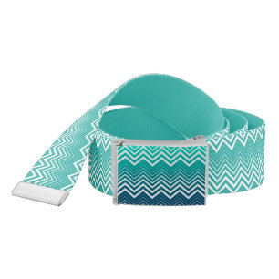 White Zigzag Chevron And Blue Green Background Be Belt