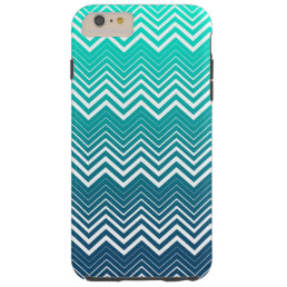 White Zigzag Chevron And Blue Green  Background Tough iPhone 6 Plus Case