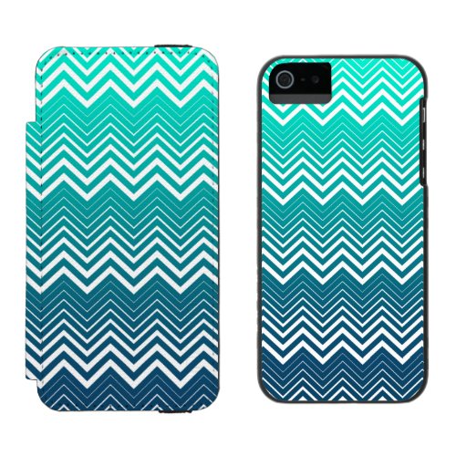 White Zigzag Chevron And Blue Green  Background Wallet Case For iPhone SE55s