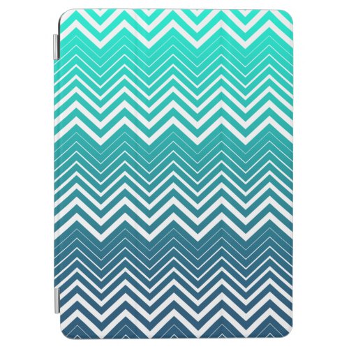 White Zigzag Chevron And Blue Green  Background iPad Air Cover