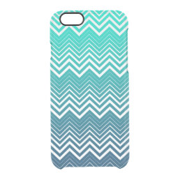 White Zigzag Chevron And Blue Green  Background Clear iPhone 6/6S Case