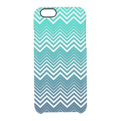 White Zigzag Chevron And Blue Green  Background Clear iPhone 66S Case