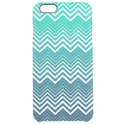 White Zigzag Chevron And Blue Green  Background Clear iPhone 6 Plus Case