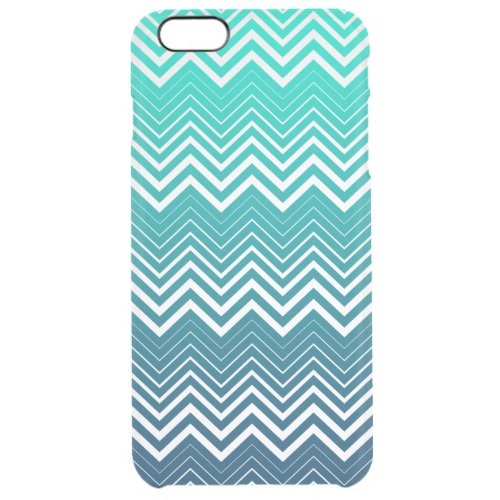 White Zigzag Chevron And Blue Green  Background Clear iPhone 6 Plus Case