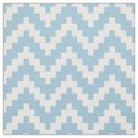 White Zigzag Ikat &amp; Custom Baby Blue Background Fabric