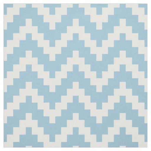 White Zigzag Ikat & Custom Baby Blue Background Fabric