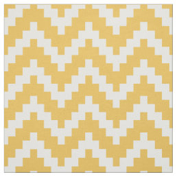 White Zigzag Ikat &amp; Custom Yellow Background Fabric