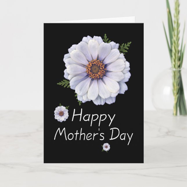 White Zinnia Mothers Day Card (Front)