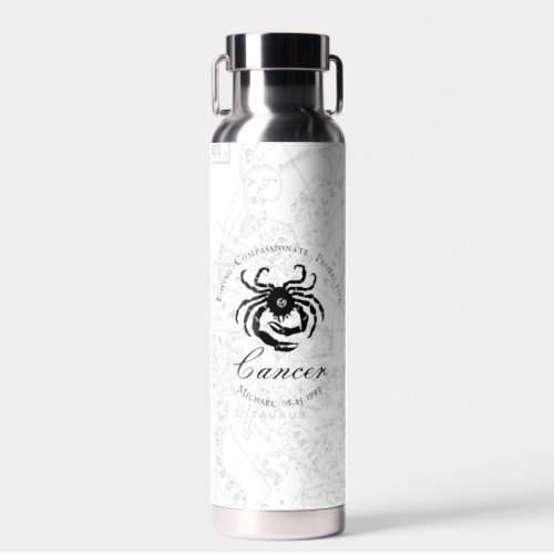 White Zodiac Cancer Astrology Sign Characteristics Water Bottle