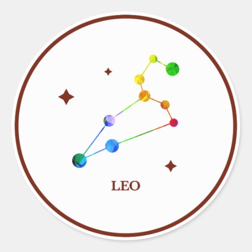 White Zodiac Leo Rainbow Sticker