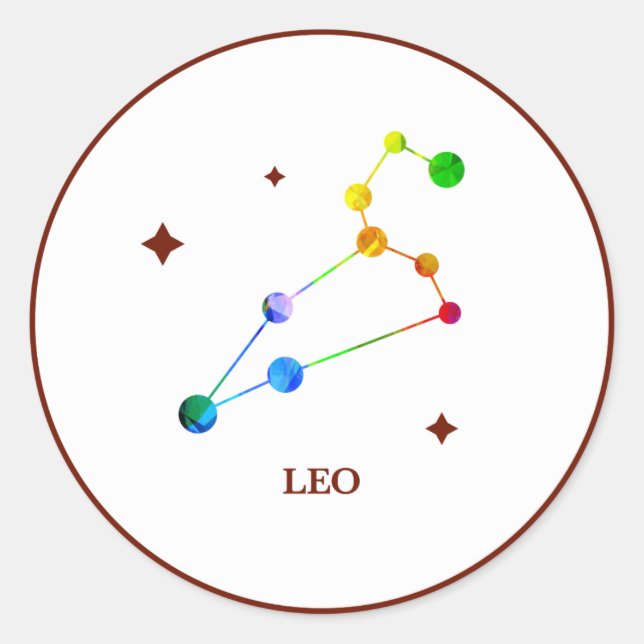 White Zodiac Leo Rainbow Sticker (Front)