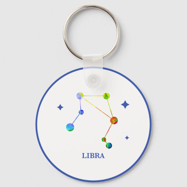 White Zodiac Libra Rainbow Keychain (Front)