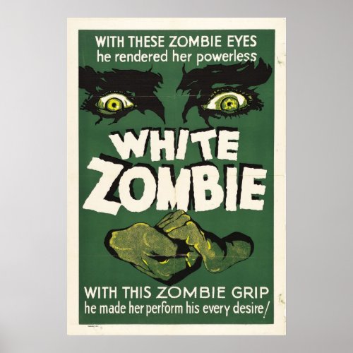 White Zombie 1932 Vintage film poster