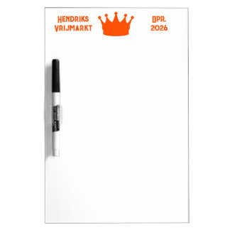 Whiteboard met Oranje Tekst Koningsdag Vrijmarkt