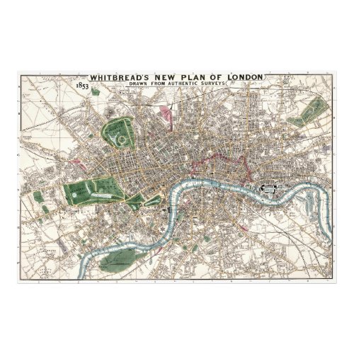 Whitebreads Map of LONDON 1853 Photo Print