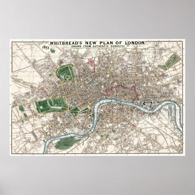 Whitebread's Map of LONDON 1853 Poster | Zazzle