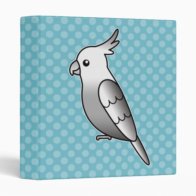 Whiteface Cartoon Cockatiel Parrot Bird 3 Ring Binder (Front/Spine)