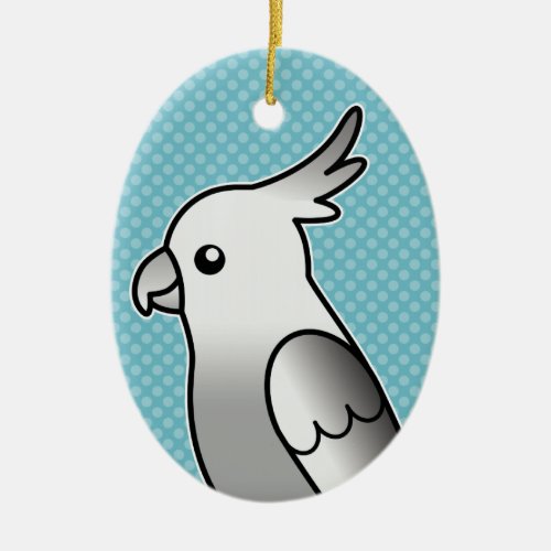 Whiteface Cartoon Cockatiel Parrot Bird Ceramic Ornament