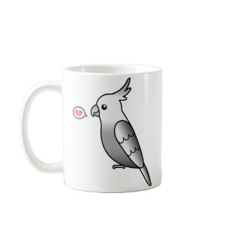 Whiteface Cartoon Cockatiel Parrot Bird Love Coffee Mug