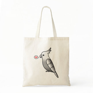 Whiteface Cartoon Cockatiel Parrot Bird Love Tote Bag
